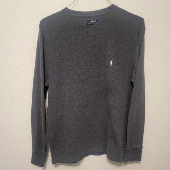 POLO Ralph Lauren XL Grey Thermal Waffle Long Sleeved Shirt - Picture 1 of 4